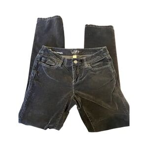 Black Brushed Cotton Velour Pants Modern Straight  Low Rise Ann Taylor LOFT Sz 2